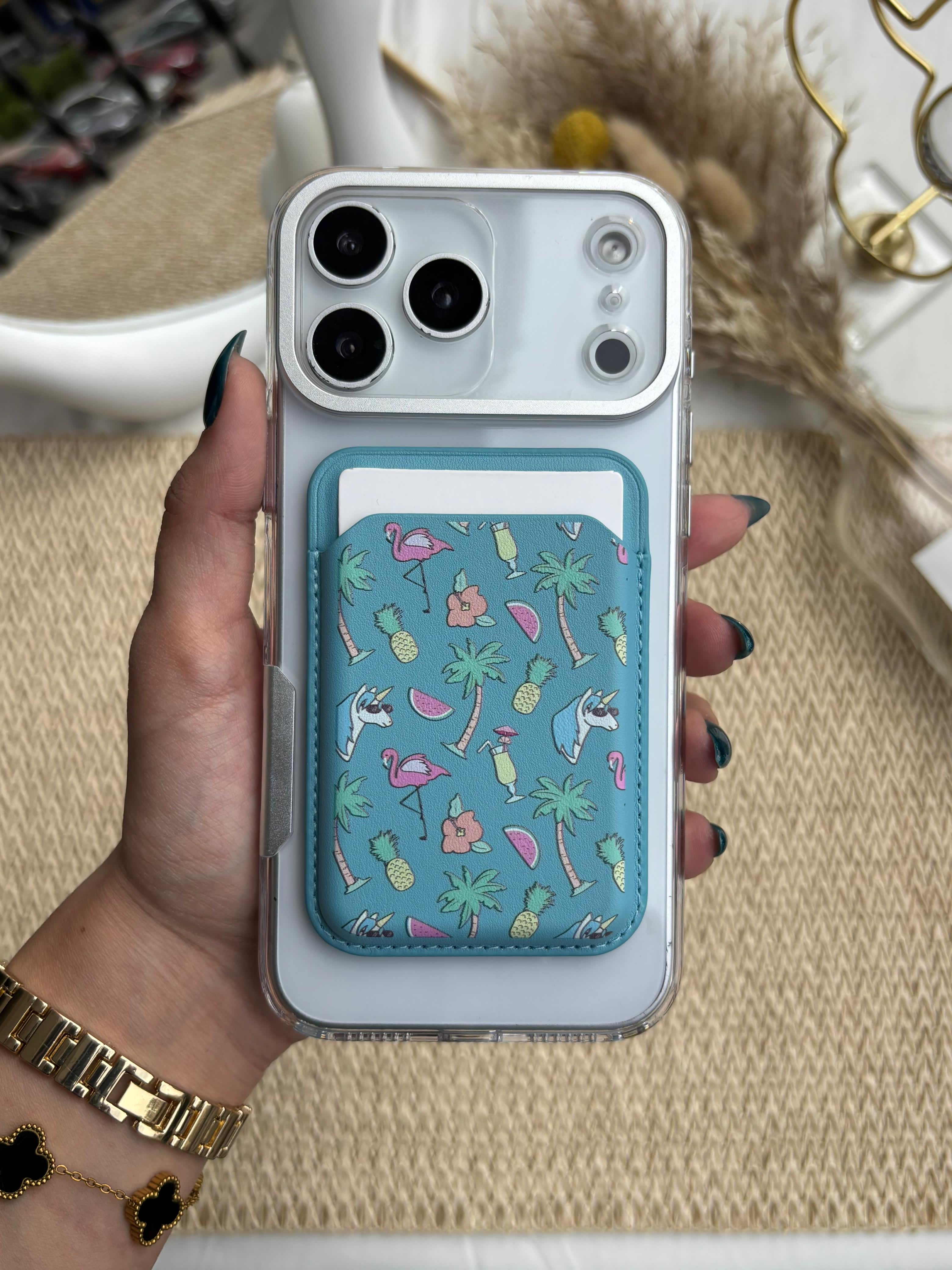 Printed MagSafe Wallet - Green