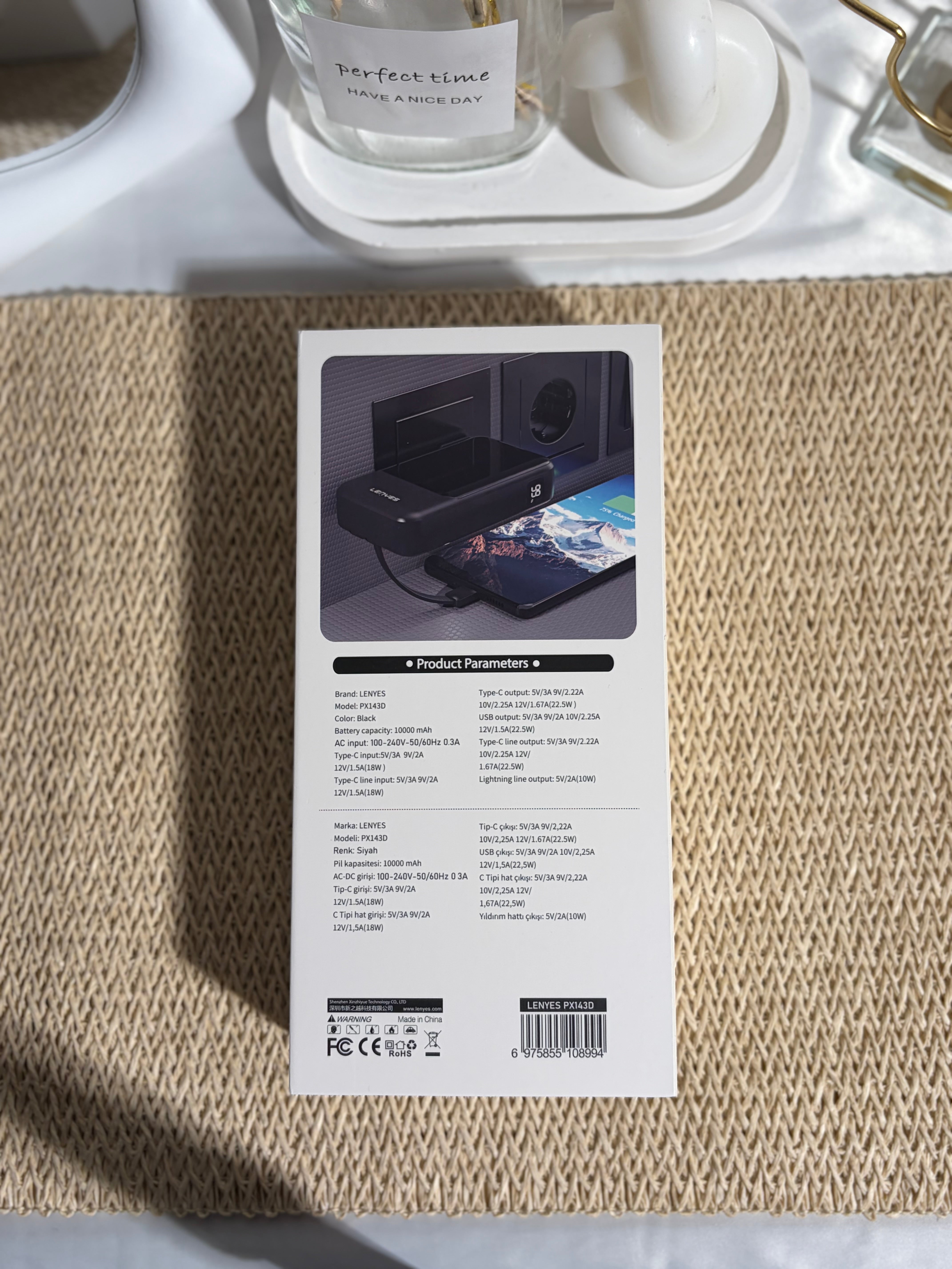 LENYES -Powerbank-10000mAh - PX143D-BLACK