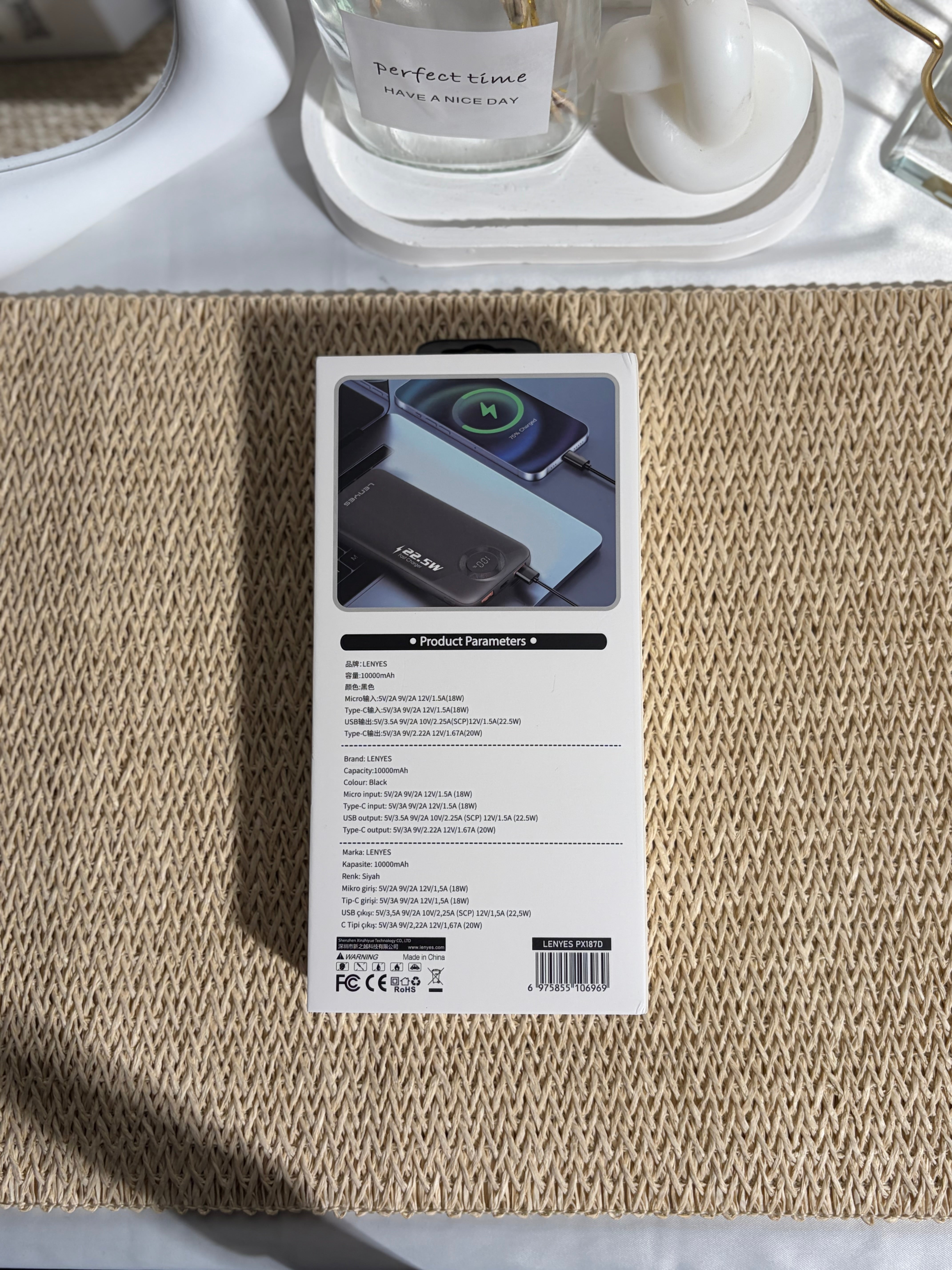 LENYES - PowerBank - 10000mAh - PX187D-BLACK
