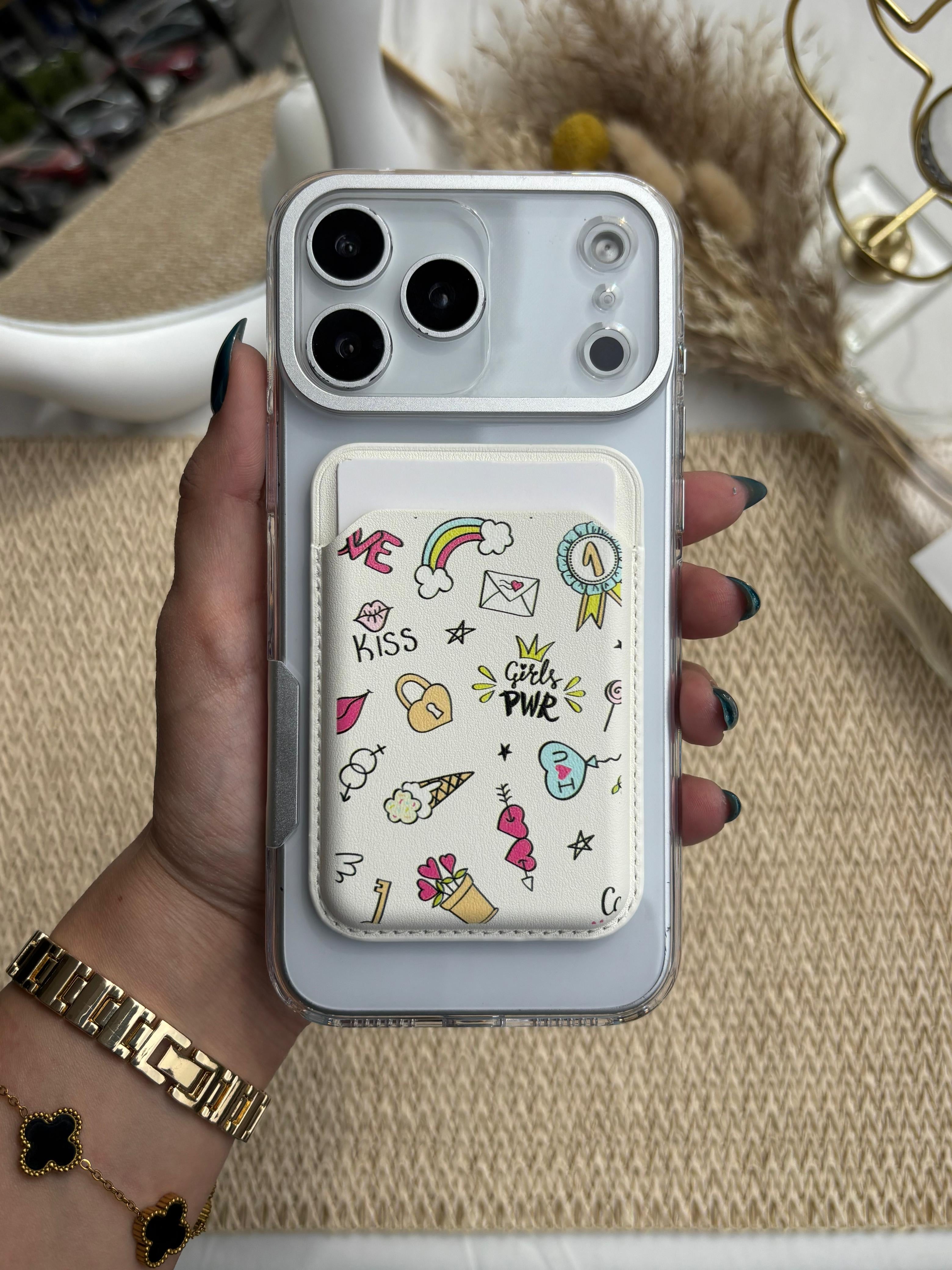 Printed MagSafe Wallet - White