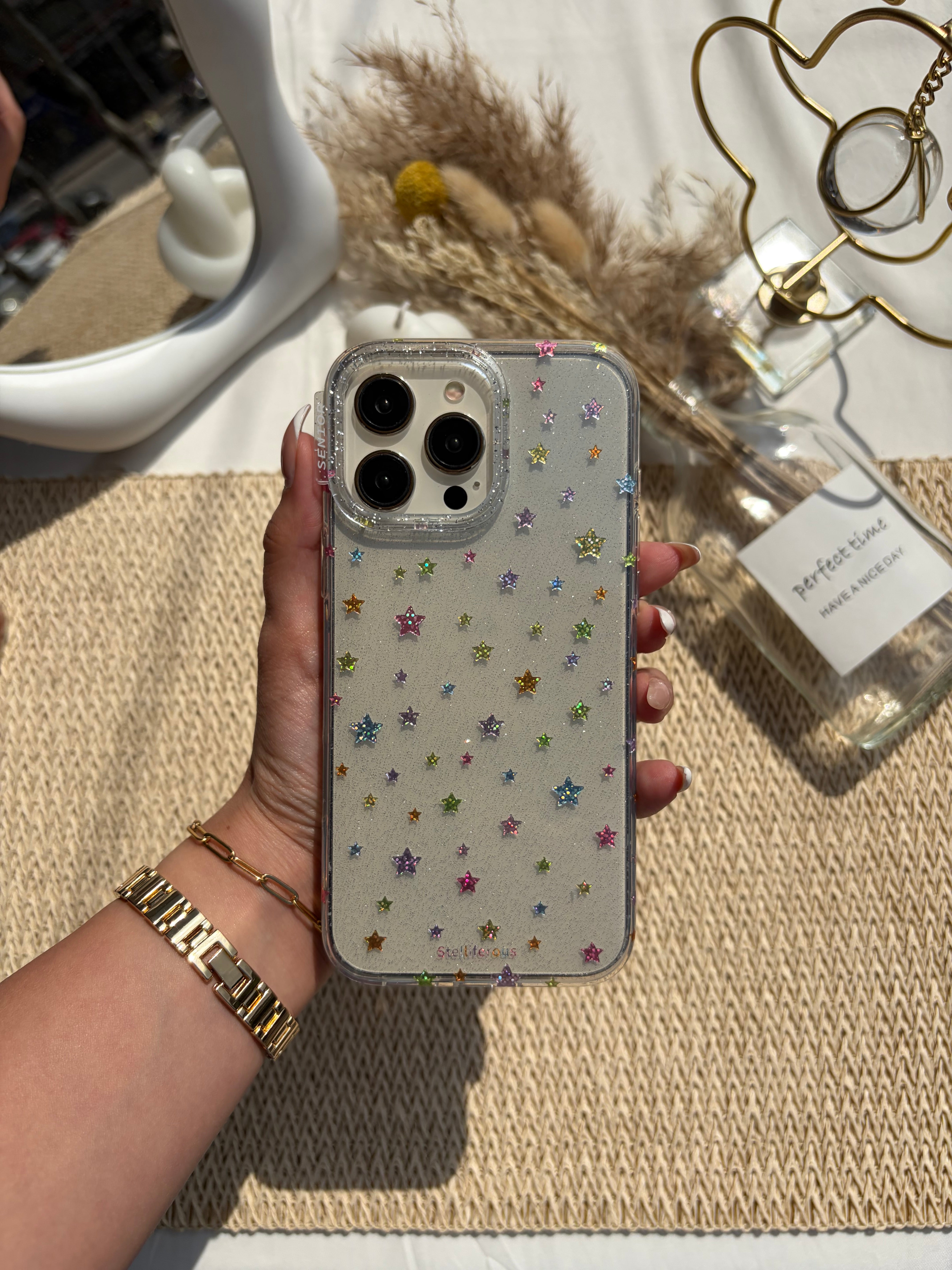 Printed Glittery Transparent Case